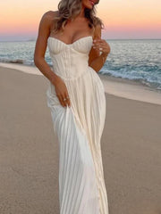 Lillian – Sunset Goddess Pleated Maxi Dress