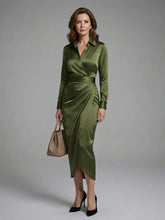 Odessa | Long Sleeve Collared Wrap Midi Dress