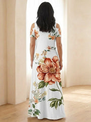 Calista | Floral V Neck Short Sleeve Maxi Dress