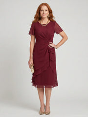 Eira | Short Sleeve Layered Hem Midi Dress