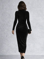 Camille | Ruched Velvet Midi Dress