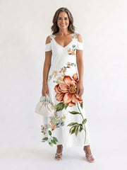 Camila | Floral Off-Shoulder A-Line Midi Dress