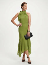 Winifred | Draped Halter Keyhole Midi Dress