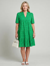 Nicolette | Short Sleeve Eyelet Detail Knee Length Dress