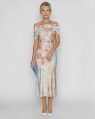 Imore | Soft Floral Off Shoulder Fitted Midi Dress