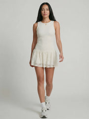 Zaira | Sleeveless Lace Textured Tennis Dress