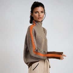 Mila – Chic High-Neck Patterned Sweater