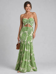 Azaria | Strapless Two Piece Printed Maxi Dress Set