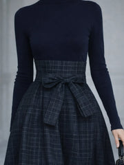 Elena | Knit Top And Plaid Maxi Skirt Set