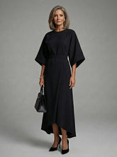 Sereia | Waist Defined Cape Sleeve Asymmetric Midi Dress