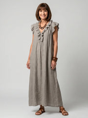 Fern | Sleeveless Ruffle Trim Midi Dress