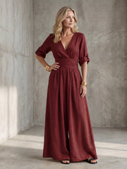 Wanda | Cross Front Wide Leg Jumpsuit