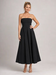 Elove | Strapless Structured Bodice Midi Dress