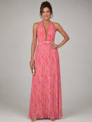 Rosel | Halter Neck Pleated Skirt Maxi Dress