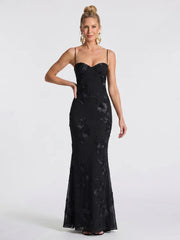 Pax | Embroidered Strap Fitted Maxi Dress