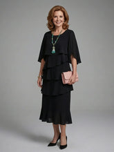 Maelis | Layered Cape Sleeve Midi Dress