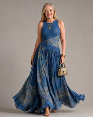 Velisse | Sleeveless Printed Bodice And Flowing Maxi Skirt Set