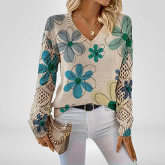 Ava – Blooming V-Neck Knit Sweater