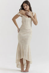 Charlotte – Romantic Sculpted Elegance Midi Dress