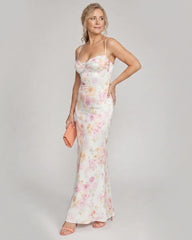 Colia | Soft Floral Strappy Bodycon Maxi Dress