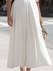 Halter Neck Cutout Waist Pleated A-Line Midi Dress