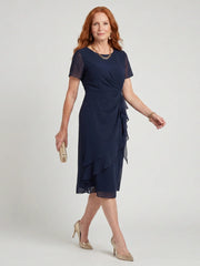 Eira | Short Sleeve Layered Hem Midi Dress