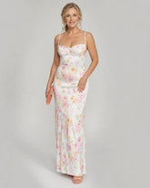 Colia | Soft Floral Strappy Bodycon Maxi Dress