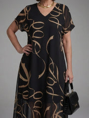 Adria | Short Sleeve Abstract Midi Dress