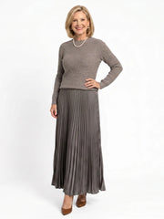 Fawn | Knit Top Pleated Skirt Midi Dress