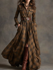 Hadley – Timeless Plaid Shirt Maxi Dress