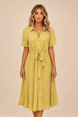 Midi Dress - Lightweight Fit, Short Sleeves