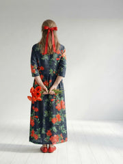 Cyrus | Calm Drape Floral Midi Dress