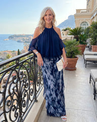 Xylara | Layered Halter Neck Printed Wide Leg Set
