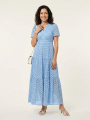 Brielle | V Neck Short Sleeve Tiered Midi Dress
