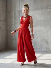 Vincenza | Deep V Waist Defined Wide Leg Jumpsuit
