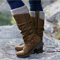 SHEENA – COZY BUCKLED KNEE-HIGH BOOTS