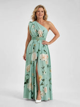 Manios | Floral Print One Shoulder Belted Maxi Dress