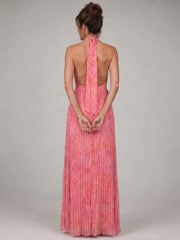 Rosel | Halter Neck Pleated Skirt Maxi Dress
