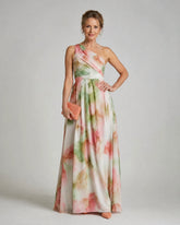 Olene | Watercolor One Shoulder Flowing Maxi Dress