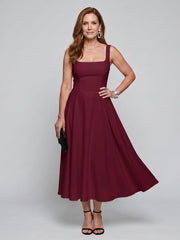Pallas | Sleeveless Square Neck Flared Skirt Midi Dress