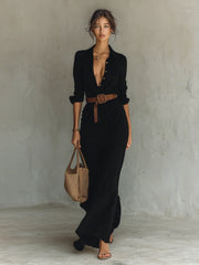 Nadine – Elegant Plunging Maxi Wrap Dress
