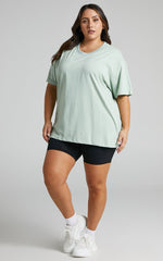 Prizza Top - Longline Boyfriend Tee Top in Sage
