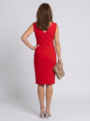Vanessa | Sleeveless V Neck Knee Length Dress With Front Slit