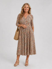 Picao | Vintage Front Three Quarter Sleeve Midi Dress