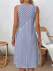 Celandine | Striped Sleeveless Midi Dress