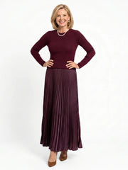 Fawn | Knit Top Pleated Skirt Midi Dress