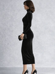 Camille | Ruched Velvet Midi Dress