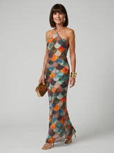 Larkin | Fitted Multicolor Scale Pattern Maxi Dress