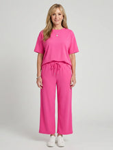 Wihel | Short Sleeve Drawstring Waist And Straight Leg Pants Set