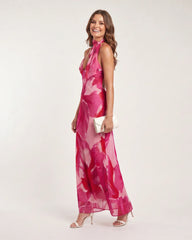 Najem | Watercolor Print Sleeveless Deep V Midi Dress